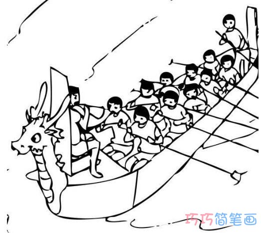 划龙舟怎么画 赛龙舟的画法简笔画图片