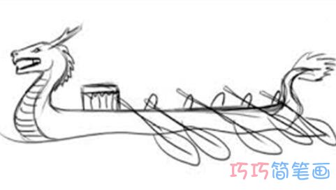 端午节龙舟的画法图片 怎么画一条龙舟简笔画