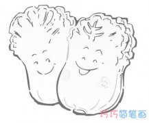 卡通白菜的画法 怎么画一棵大白菜简笔画图片