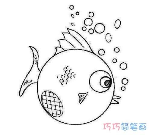 吹泡泡小金鱼简笔画 卡通小金鱼怎么画图片