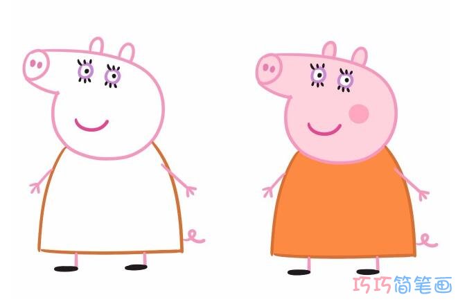 怎么画小猪佩奇猪妈妈 猪妈妈的简笔画步骤图