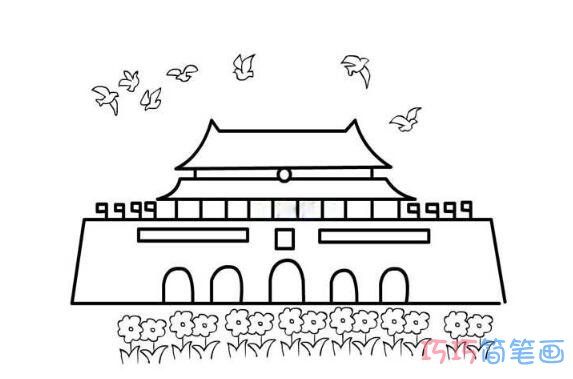 美丽北京天安门广场的简笔画图片