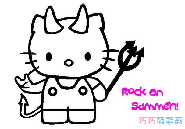 Hello Kitty 凯蒂猫的简笔画画法图片