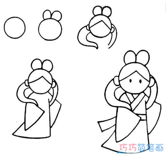 怎么分步骤画嫦娥 嫦娥简笔画图片教程