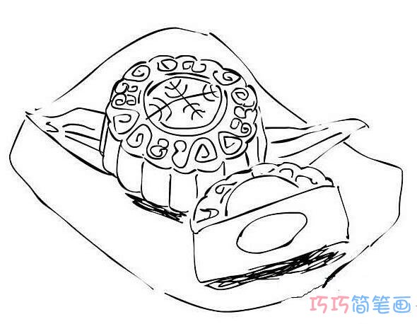 卡通月饼图片 中秋节吃月饼简笔画图片