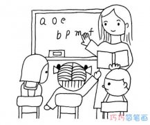 幼儿教师简笔画图片 给我们上课的老师画画图片