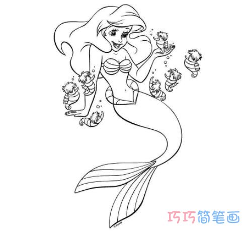 怎么画漂亮的美人鱼 美人鱼简笔画图片