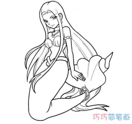 儿童画漂亮美人鱼的画法 美人鱼简笔画图片