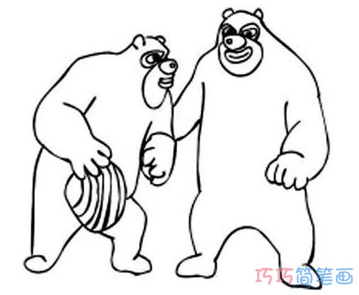 熊大熊二的简笔画图片 卡通熊大熊二儿童画图片