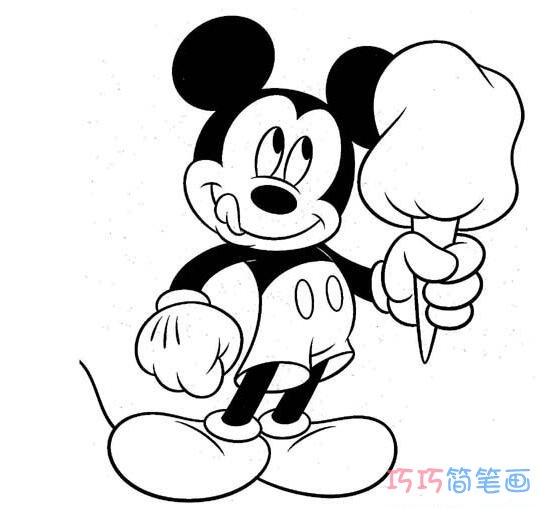 吃雪糕的米奇怎么画_米老鼠简笔画图片