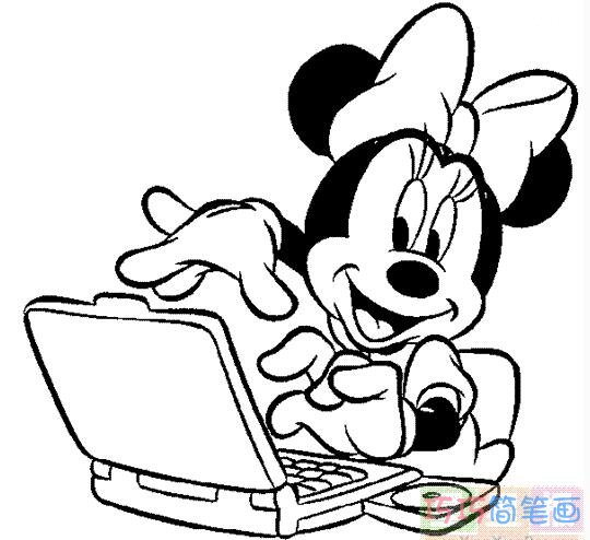 玩电脑的米妮老鼠怎么画_米老鼠简笔画图片
