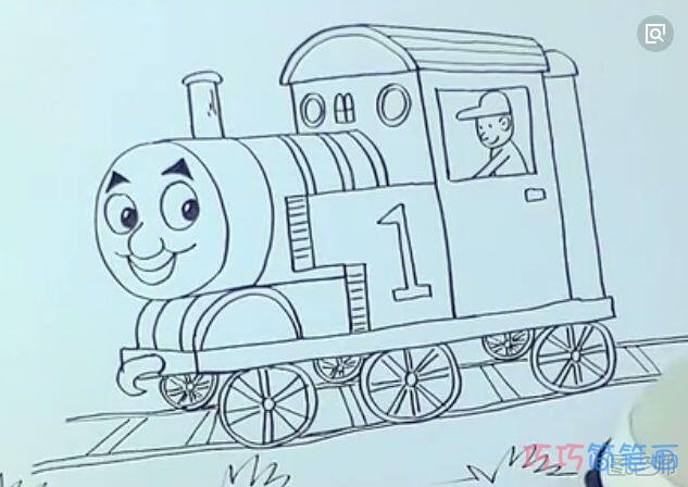 卡通托马斯小火车简笔画步骤图_怎么画托马斯火车