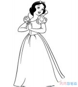 穿漂亮裙子的白雪公主怎么画_白雪公主简笔画图片