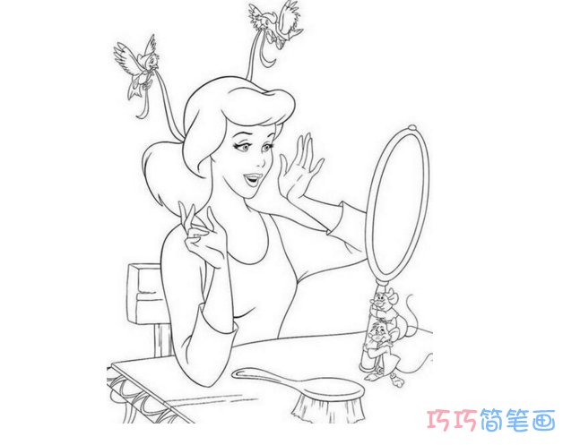 卡通迪斯尼贝儿公主的画法_贝儿公主简笔画图片