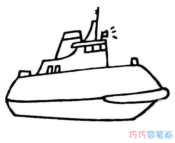 大型轮船怎么画简单_轮船简笔画图片