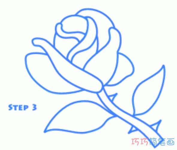 简单玫瑰花的画法详细步骤图_玫瑰花简笔画图片03