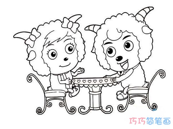 卡通喜羊羊和美羊羊怎么画_喜羊羊简笔画图片