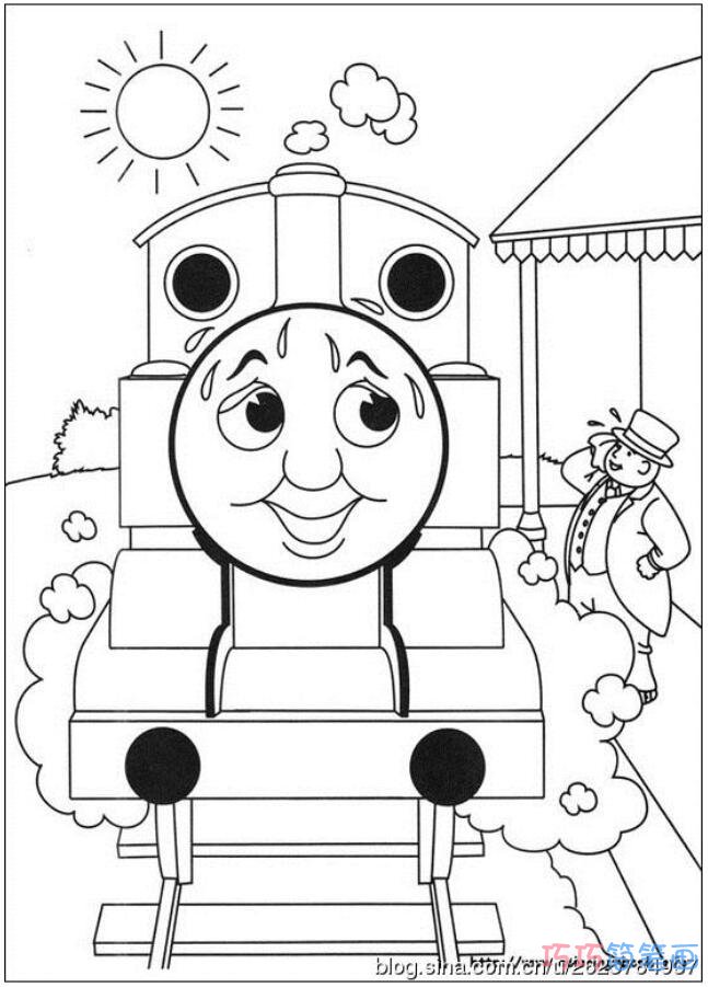 如何画简单可爱的托马斯小火车简笔画图片