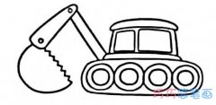 最简单卡通挖掘机的画法_挖土机简笔画图片