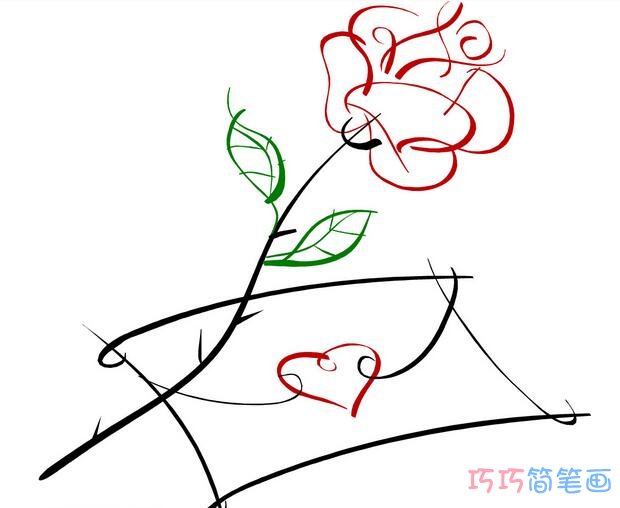 2018七夕浪漫玫瑰花的画法_情人节简笔画图片