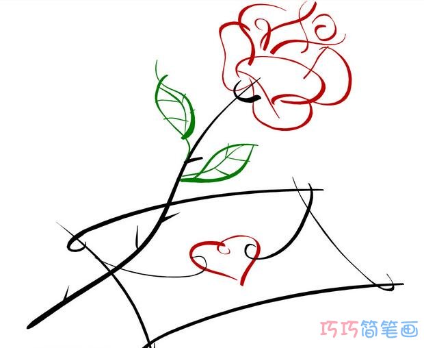 2018七夕浪漫玫瑰花的画法_情人节简笔画图片
