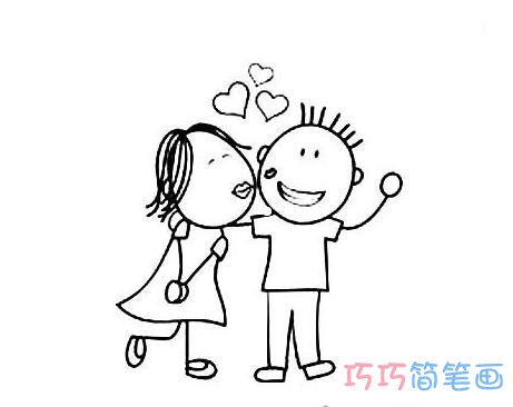 七夕卡通人物求婚怎么画_情人节简笔画图片