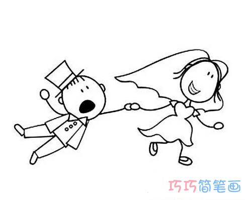 七夕卡通小人求婚的画法_情人节简笔画图片