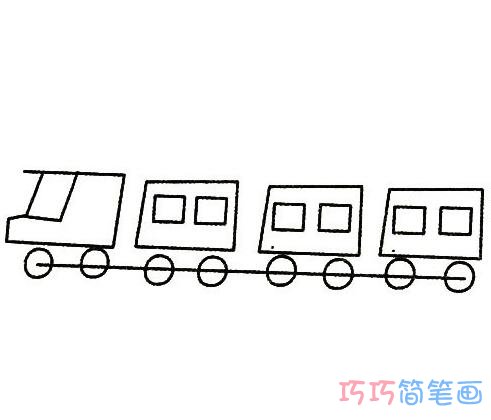 简单火车的怎么画_卡通火车简笔画图解步骤