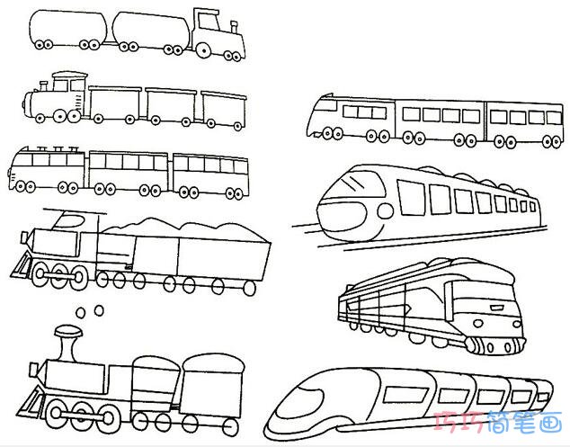 简单火车的画法步骤_卡通火车简笔画图片