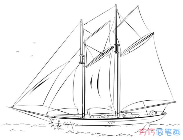 海上行驶的帆船怎么画简单_卡通帆船简笔画图片