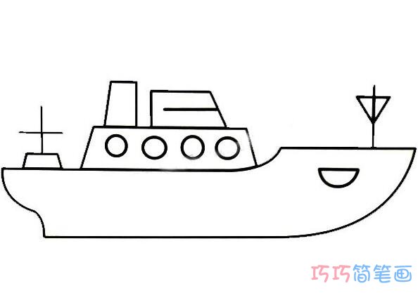 填色游轮怎么画简单_卡通轮船简笔画图片