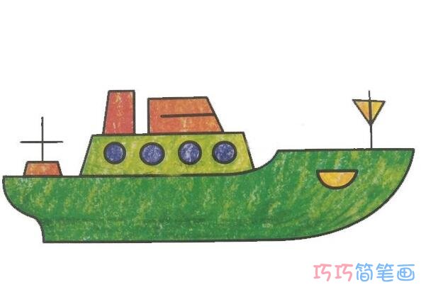 彩色游轮怎么画简单_卡通轮船简笔画图片