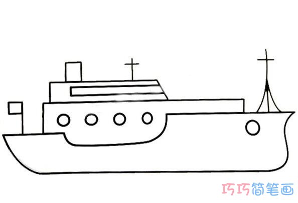 儿童填色轮船怎么画_卡通轮船简笔画图片二