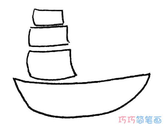 儿童帆船的画法步骤涂色彩步骤二