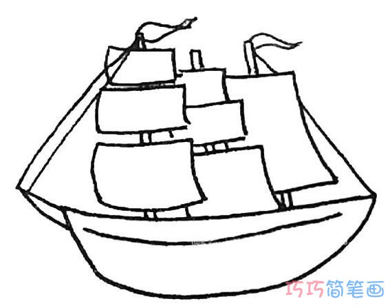 儿童帆船的画法步骤涂色彩