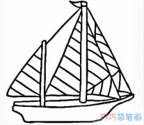 简单小帆船的画法图片_卡通帆船简笔画图片