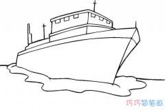 儿童大轮船怎么画简单_卡通轮船简笔画图片
