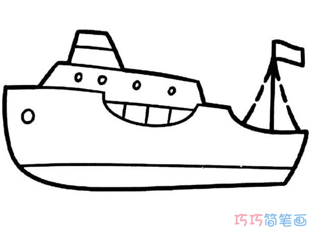 幼儿简单大轮船怎么画_卡通轮船简笔画图片