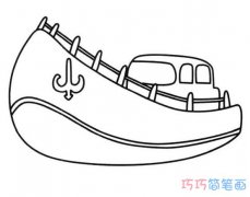 可爱的轮船怎么画简单_卡通轮船简笔画图片