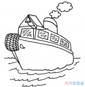 海上交通工具轮船怎么画_轮船简笔画图片