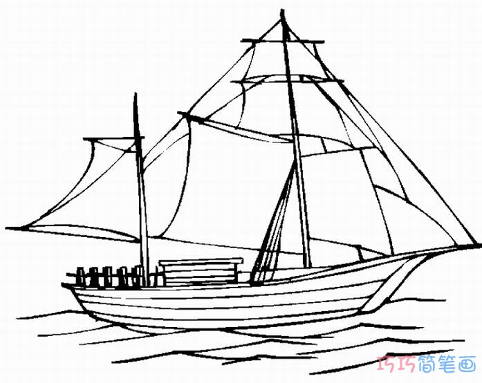 儿童画帆船的画法素描_帆船简笔画图片