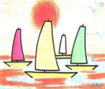 儿童海上彩色帆船怎么画_帆船简笔画图片
