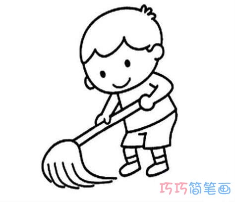 拖地做家务的小男孩怎么画_小男孩简笔画图片