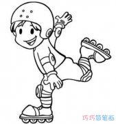 滑冰的小男孩怎么画_溜冰小男孩简笔画图片