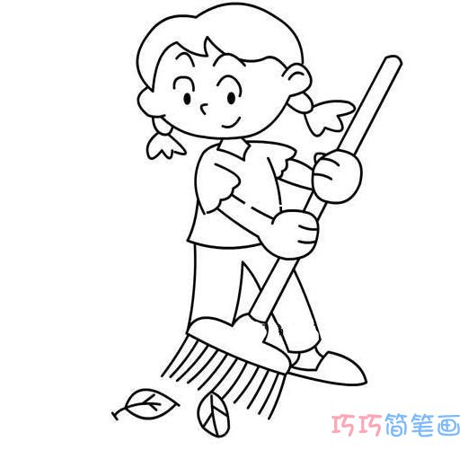 扫地做家务的小女孩怎么画_小女孩简笔画图片