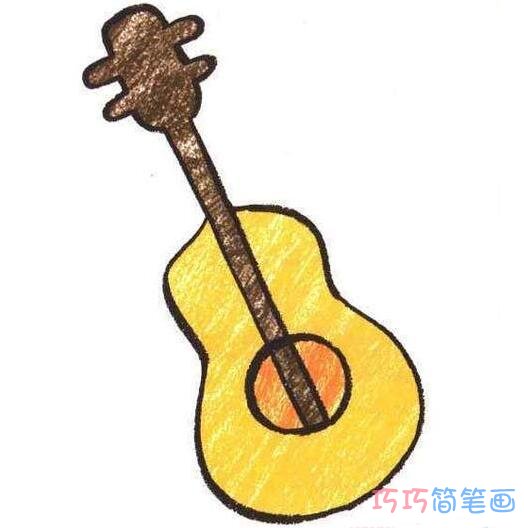儿童吉他怎么画带颜色_吉他简笔画图片
