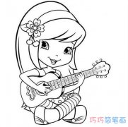 弹吉他的小女孩怎么画_吉他简笔画图片