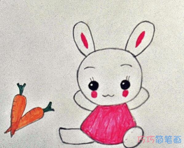 小白兔怎么画带颜色_兔子简笔画图片