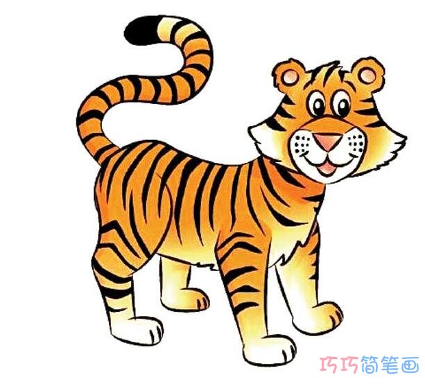 彩色卡通老虎怎么画_老虎简笔画
