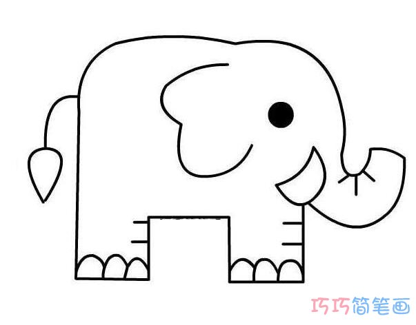 乖巧大象的画法_大象简笔画图片